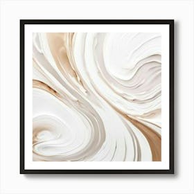 Swirls And Swirls White And Brown abstract painting Art Print