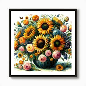 Sunflowers In A Vase 1 Art Print