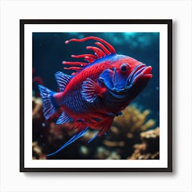 Red And Blue Fish Art Print