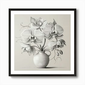 Orchids In A Vase Wall Art Print Art Print