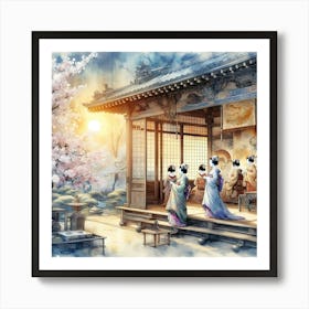 Japan Traditional Geisha Illustration By Ad 18 Art Print