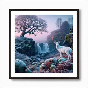 Deer In The Snow 3 Art Print