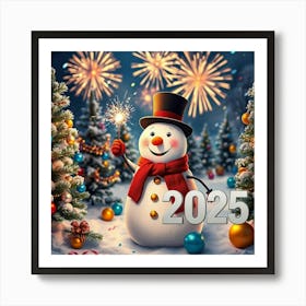 Flux Schnell A Jovial Snowman Stands Amidst A Winter Wonderlan 1 Art Print