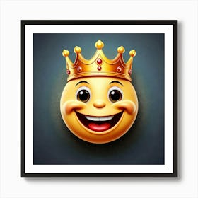 Firefly Emoji, Smiley, Face, Crown, Detailed, Realistic, Gray, Background, Royalty, Happy, Expressio (8) Poster