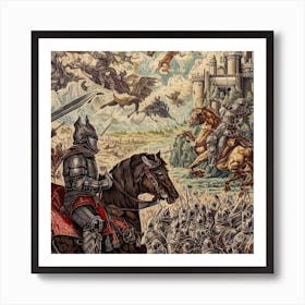 Knights, Castles, And Mythical Creatures Art Print