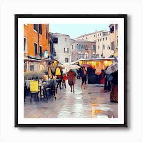 Venice in the Rain Art Print