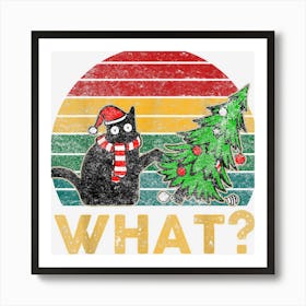 Funny Christmas Shirt Cat Wearing Santa Hat Cat Owners Women Art Print