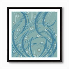 Abstract Blue Feathers Art Print
