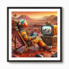 Astronaut In Tv Chair on mars watching friends Art Print