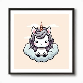 Cute Unicorn On A Cloud Art Print