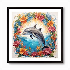 Dolphin In Flower Art Print