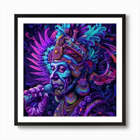 Man In Purple Feathers Art Print