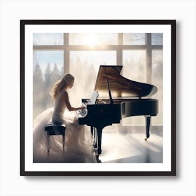 Beautiful Bride Playing Piano Art Print