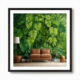 Oil Painted Realistic Mural Of Green Tropical Rain (4) Art Print