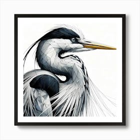 Crane Head Portrait Drawing - Wild Bird Artwork 164 Art Print