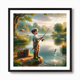Boy Fishing Art Print