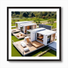 Modern House On A Green Field Art Print