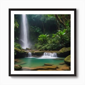 Waterfall In The Jungle Art Print