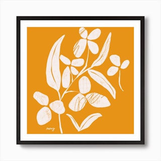 Abstract Floral Yellow Square Art Print