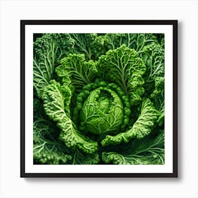 Close Up Of A Green Cabbage 2 Art Print