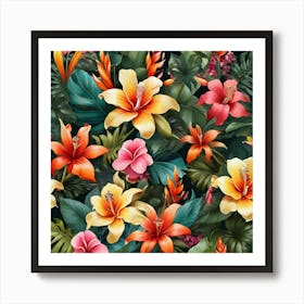 Tropical Forest Flower Craze Art Print 3 Art Print