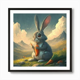 Bunny With Carrots Art Print