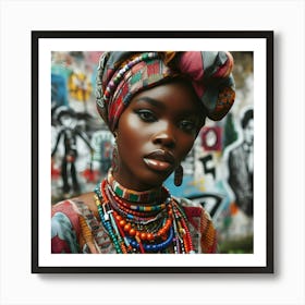 African Woman In A Turban 3 Art Print