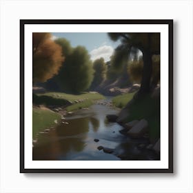 Stream In The Woods 20 Art Print