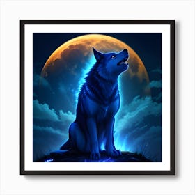 Full Moon Wolf Art Print