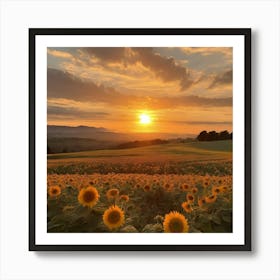 Sunflowers At Sunset Art Print