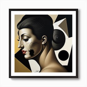 Woman With A Broken Face Art Print