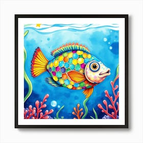 Colorful Fish art print Art Print
