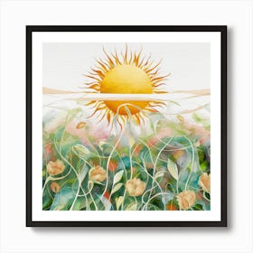 Sun And Flowers Art Print