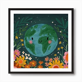 Planet Earth Square Art Print