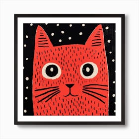 Red Polka Dot Cat 3 Affiche