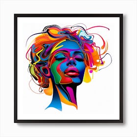 Woman With Colorful Hair 19 Art Print