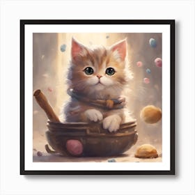 Cute Kitten In A Bowl Art Print