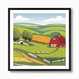 Pixelated Farm Art Print