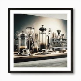 Ultimate Coffee Bar Wall Print Art A Chic And Detailed Scene Of A Perfect Coffee Brewing Setup, Ideal For Inspiring Coffee Enthusiasts And Enhancing Any Space Art Print