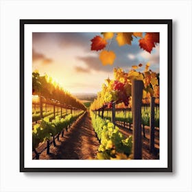 Vineyard At Sunset 1 Art Print