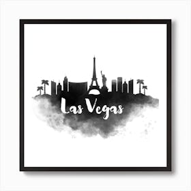 Watercolor Las Vegas Skyline Art Print