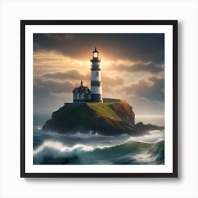 Lighthouse In The Ocean Art Print