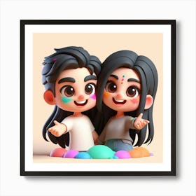 Holi Couple 5 Art Print