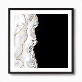 White & Gold Agate Texture 04 Art Print