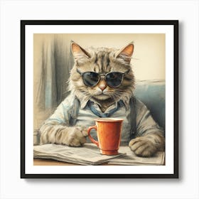 Cat In Sunglasses 2 Art Print