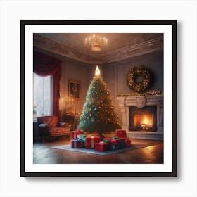 Christmas Tree In The Living Room 36 Art Print