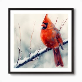 Cardinal In The Snow 7 Art Print