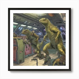 Dinosaurs In Space Art Print