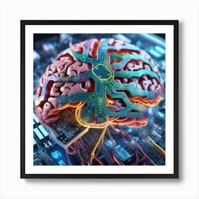 Brain On A Circuit Board 97 Art Print