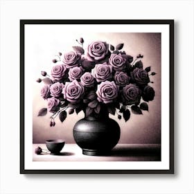 Purple Roses In A Vase 22 Art Print